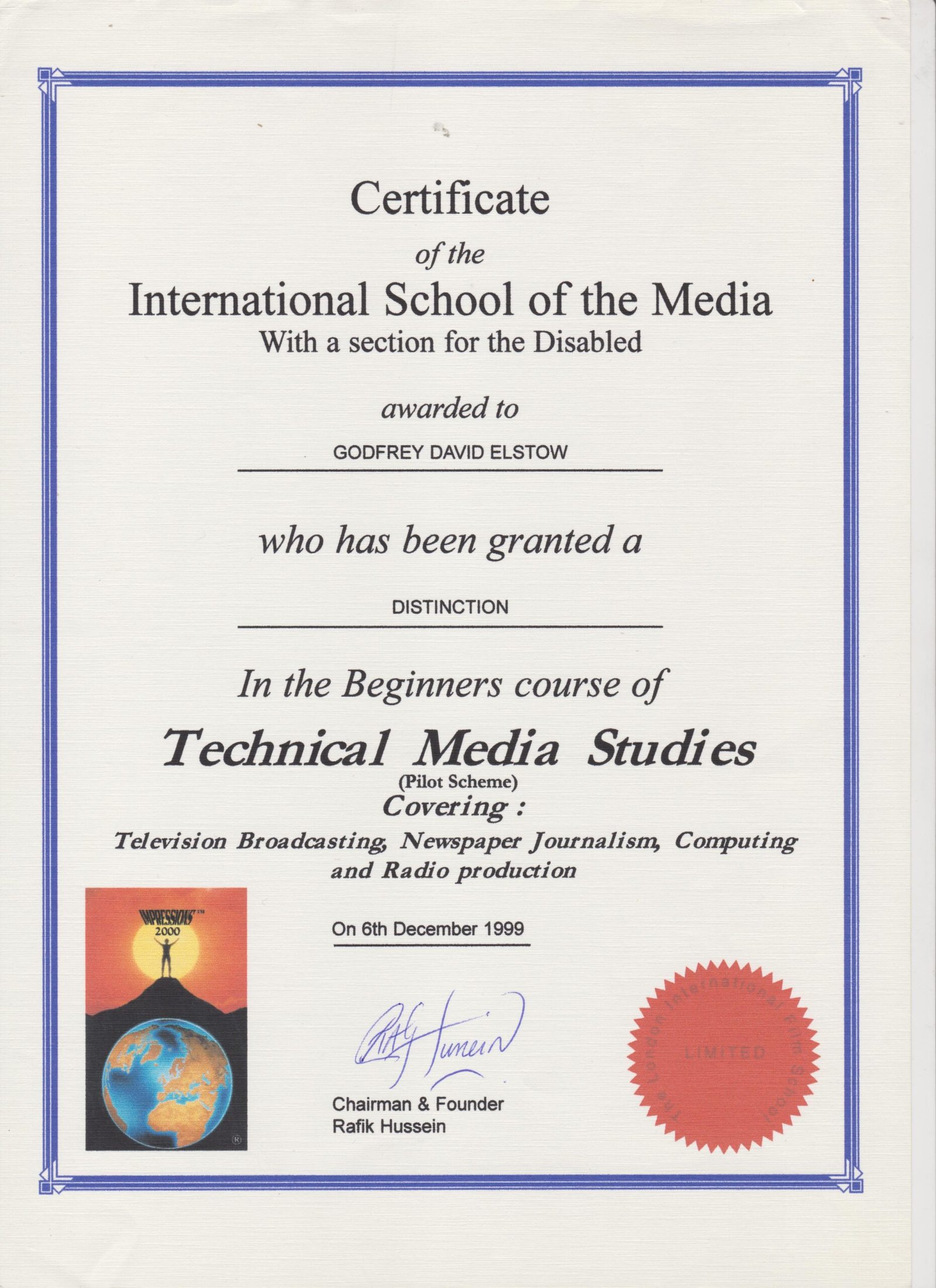 Godfrey - was 200th Student at Media Sch
